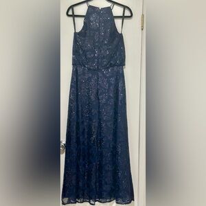 Bill Levkoff Elegant Long Dress in Blue with Sequins Size 10 NWT!